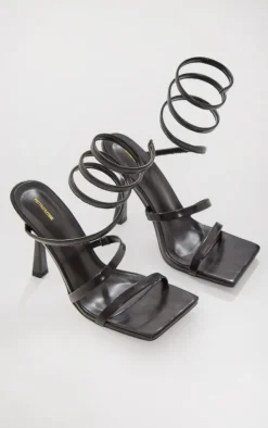 PrettyLittleThing High Heels*PU Square Toe Spiral Strap High Heeled Sandals