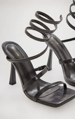 PrettyLittleThing High Heels*PU Square Toe Spiral Strap High Heeled Sandals