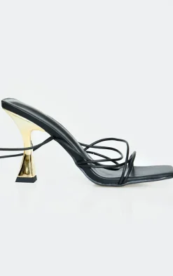 PrettyLittleThing Lace Up Heels*Pu Square Toe Strappy Lace Up Heel Sandals