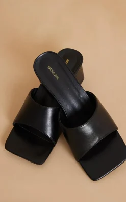 PrettyLittleThing Mules*PU Strap Detail Low Heeled Mules