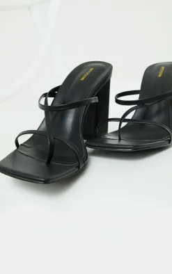 PrettyLittleThing Mules*PU Toe Loop Strappy Block Heeled Mules