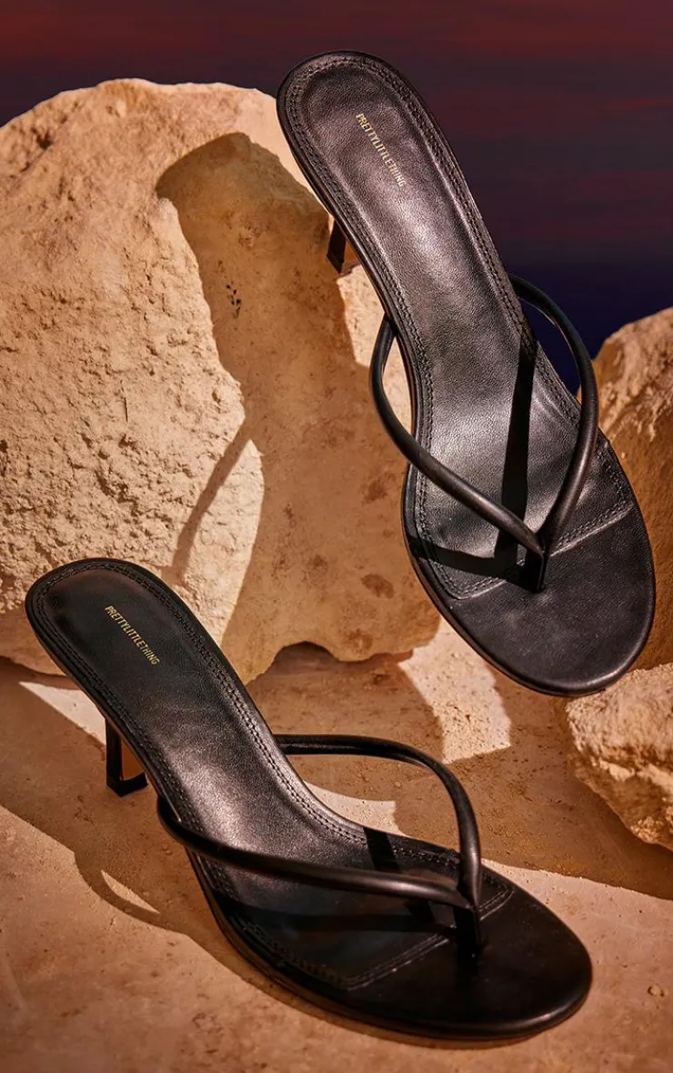PrettyLittleThing Mules*Pu Toe Thong Heeled Mules