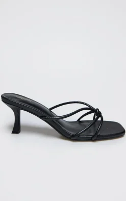PrettyLittleThing Mules*PU Wide Fit Square Toe Knotted Heeled Mules