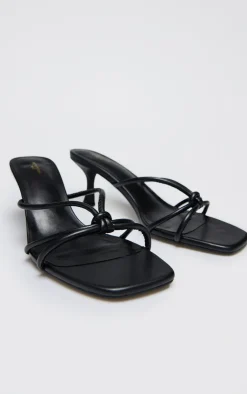 PrettyLittleThing Mules*PU Wide Fit Square Toe Knotted Heeled Mules