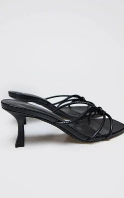 PrettyLittleThing Mules*PU Wide Fit Square Toe Knotted Heeled Mules