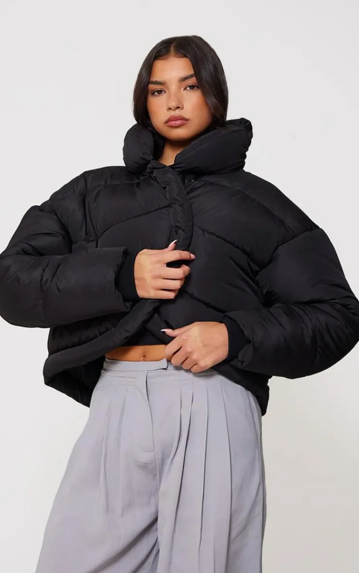 PrettyLittleThing Puffer Jackets*Quilted Asymmetric High Neck Puffer Jacket