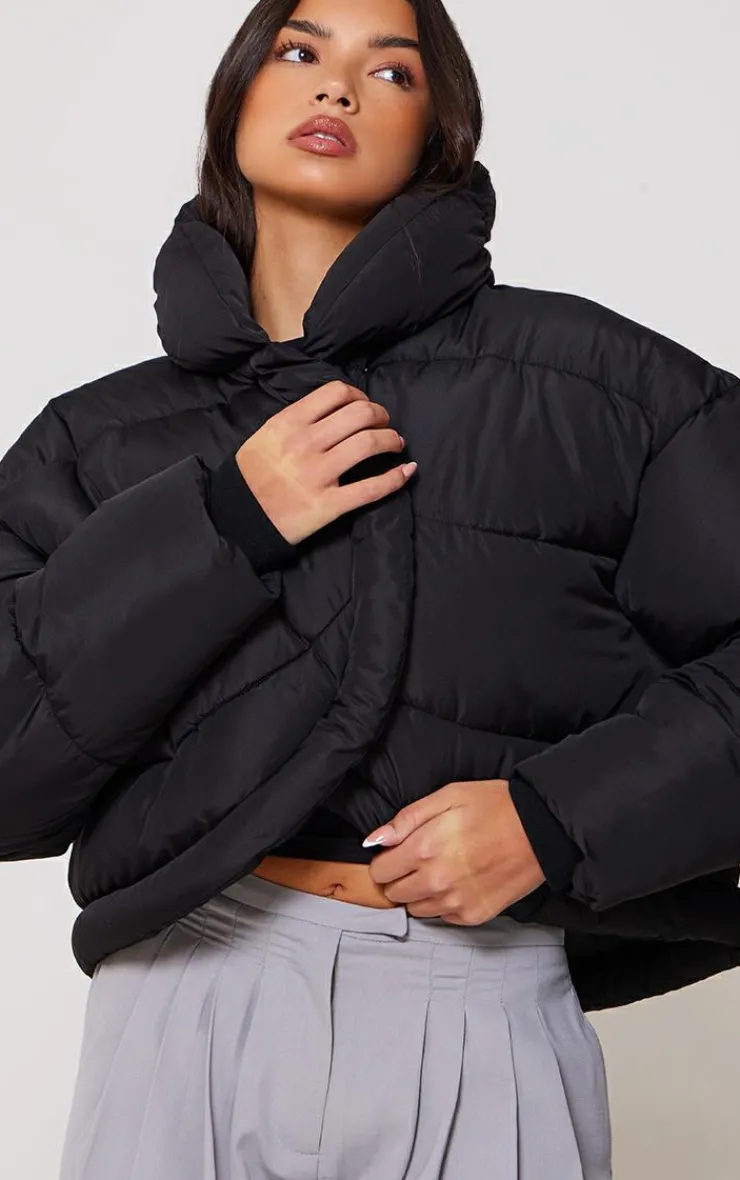 PrettyLittleThing Puffer Jackets*Quilted Asymmetric High Neck Puffer Jacket