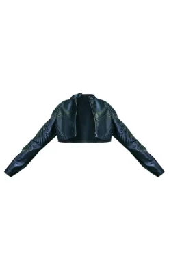 PrettyLittleThing Faux Leather Jackets*Quilted Detail Super Cropped Faux Leather Jacket