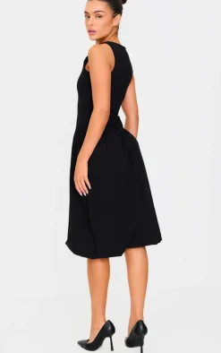 Racer Drop Waist Puffball Midi Dress-PrettyLittleThing New