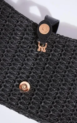 PrettyLittleThing Shoulder Bags*Raffia Clasp Detail Shoulder Bag