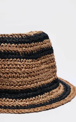 PrettyLittleThing Hats*Raffia Stripe Bucket Hat