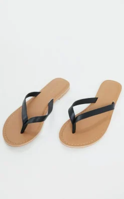 PrettyLittleThing Mules*Real Leather Contrast Sole Toe Thong Sandals
