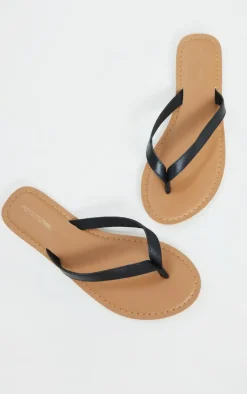 PrettyLittleThing Mules*Real Leather Contrast Sole Toe Thong Sandals