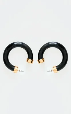 PrettyLittleThing Hoop Earrings*Resin Trim Chunk Hoop Earrings