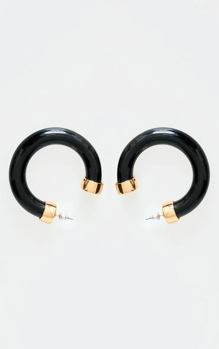 PrettyLittleThing Hoop Earrings*Resin Trim Chunk Hoop Earrings