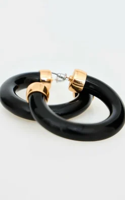 PrettyLittleThing Hoop Earrings*Resin Trim Chunk Hoop Earrings