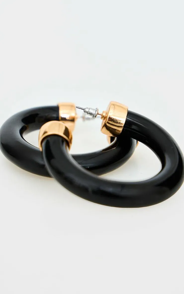 PrettyLittleThing Hoop Earrings*Resin Trim Chunk Hoop Earrings