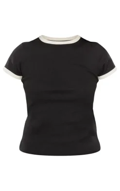 PrettyLittleThing T-Shirts*Rib Contrast Binding Fitted T Shirt