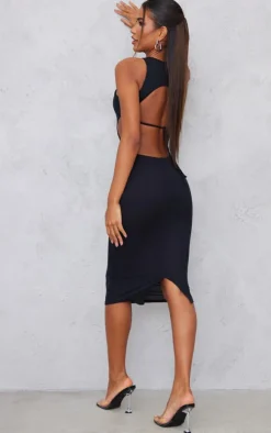 Rib Cut Out Side Midaxi Dress-PrettyLittleThing Clearance