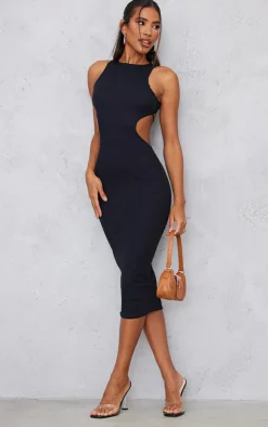 Rib Cut Out Side Midaxi Dress-PrettyLittleThing Clearance
