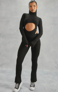 PrettyLittleThing Knitted Tops*Rib Knit Cut Out Front Bodysuit