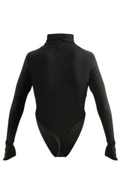 PrettyLittleThing Knitted Tops*Rib Knit Cut Out Front Bodysuit