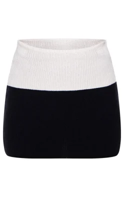 Best PrettyLittleThing Rib Knit Foldover Mini Skirt Black