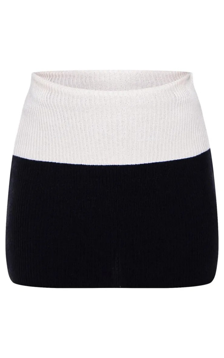 Best PrettyLittleThing Rib Knit Foldover Mini Skirt Black