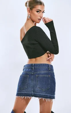 PrettyLittleThing Knitted Tops*Rib Knit One Shoulder Halterneck Top