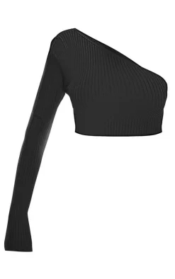 PrettyLittleThing Knitted Tops*Rib Knit One Shoulder Halterneck Top