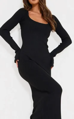 PrettyLittleThing Christmas Shop*Rib Knit Piquet Hem Maxi Dress
