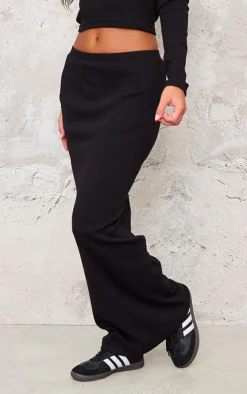 Clearance PrettyLittleThing Rib Maxi Skirt Black