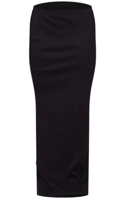 Clearance PrettyLittleThing Rib Maxi Skirt Black