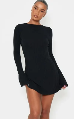 Rib Tie Cut Out Back Shift Dress-PrettyLittleThing Sale
