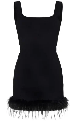 Ribbed Feather Hem Bodycon Dress-PrettyLittleThing Discount