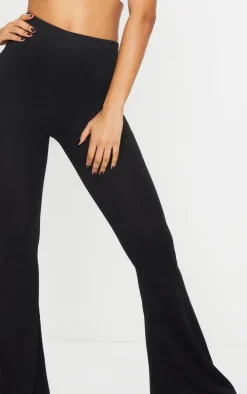 Black Ribbed Flared Pants