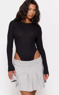 PrettyLittleThing Knitted Tops*Ribbed Knit Long Sleeve Bodysuit