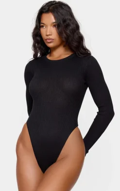 PrettyLittleThing Knitted Tops*Ribbed Knit Long Sleeve Bodysuit