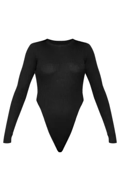 PrettyLittleThing Knitted Tops*Ribbed Knit Long Sleeve Bodysuit