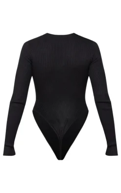 PrettyLittleThing Knitted Tops*Ribbed Knit Long Sleeve Bodysuit