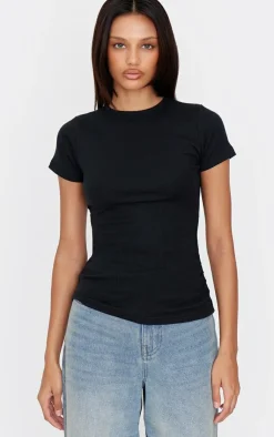 PrettyLittleThing Basic Tops*Ribbed Knitted Ruched Long Top