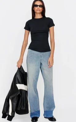 PrettyLittleThing Basic Tops*Ribbed Knitted Ruched Long Top