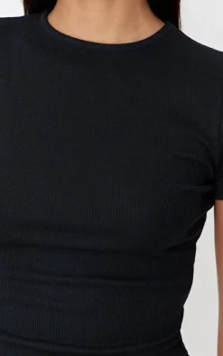 PrettyLittleThing Basic Tops*Ribbed Knitted Ruched Long Top