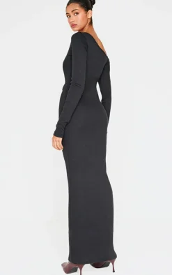 Ribbed One Shoulder Long Sleeve Maxi Dress-PrettyLittleThing Best