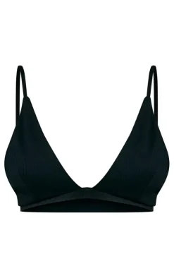 Best PrettyLittleThing Ribbed Plunge Bralet Black