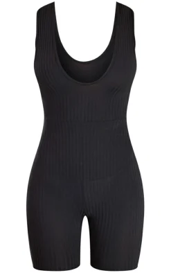 PrettyLittleThing Unitards*Ribbed Plunge Sleeveless Unitard
