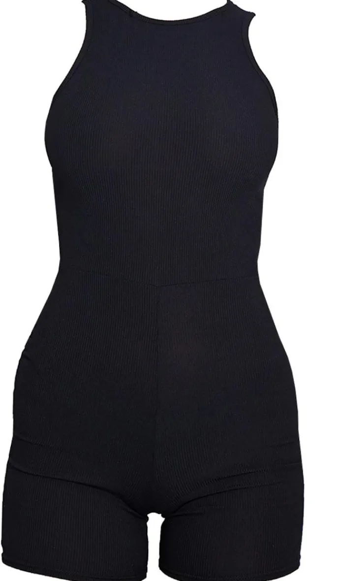 PrettyLittleThing Unitards*Ribbed Racer Neck Unitard