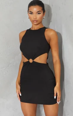 Ribbed Ring Detail Waist Cut Out Sleeveless Bodycon Dress-PrettyLittleThing Discount