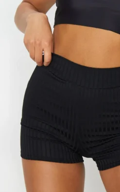Black Ribbed Shorts