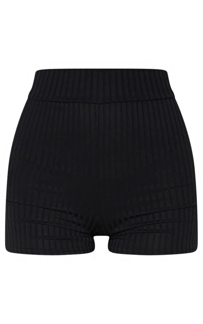 Black Ribbed Shorts